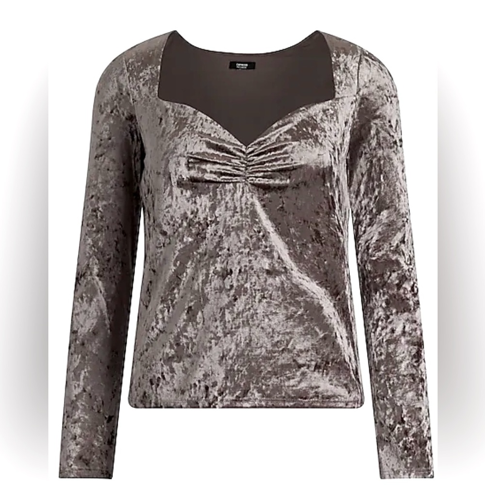 Body Contour Crushed Velvet Sweetheart Neckline Top, Sz Medium